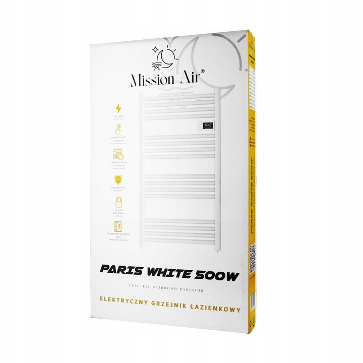 GRZEJNIK ŁAZIENKOWY ELEKTRYCZNY drabinka programator termostat BIAŁY 500W