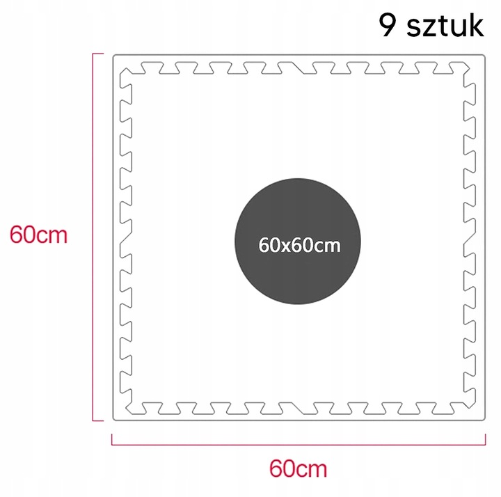 MATA PUZZLE PODŁOGA PIANKA NA SIŁOWNIĘ DO ĆWICZEŃ 180x180CM 9 SZTUK FT57A