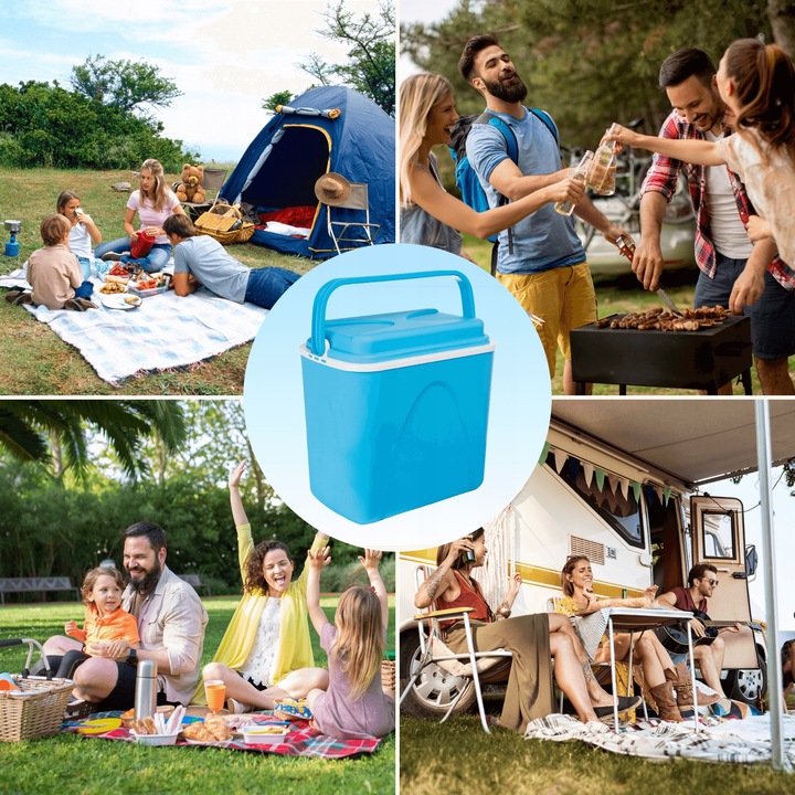 LODÓWKA TURYSTYCZNA 24L na WKŁADY MROŻĄCE niebieska do AUTA kampera PODRÓŻY