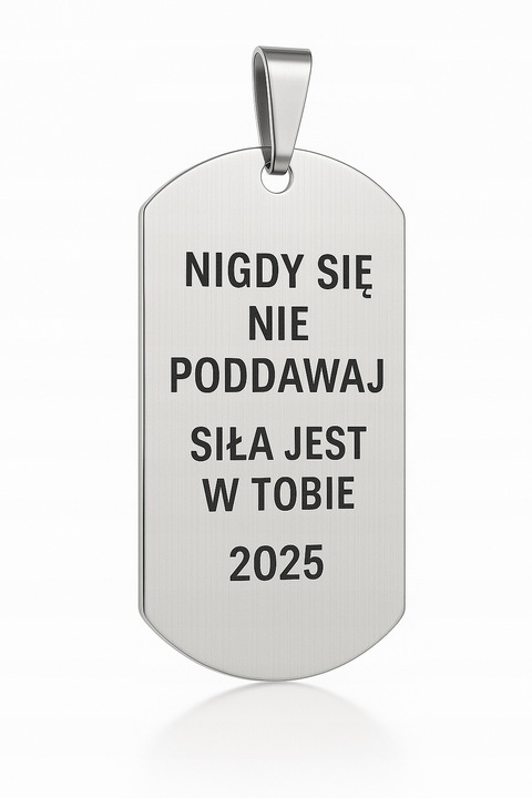 Srebrny łańcuszek męski nieśmiertelnik stal chirurgiczna 316L grawer