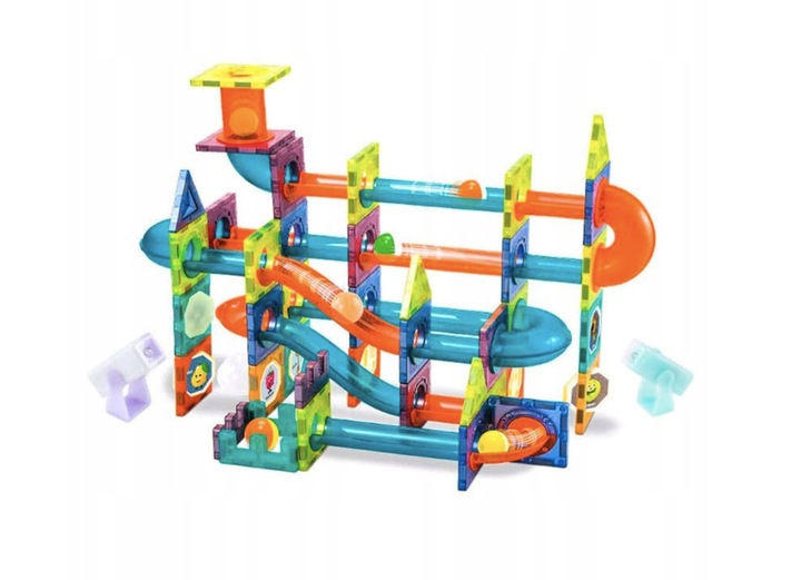 KLOCKI MAGNETYCZNE ŚWIECĄCY TOR KULKOWY 110 ELEMENTÓW KULODROM ZESTAW