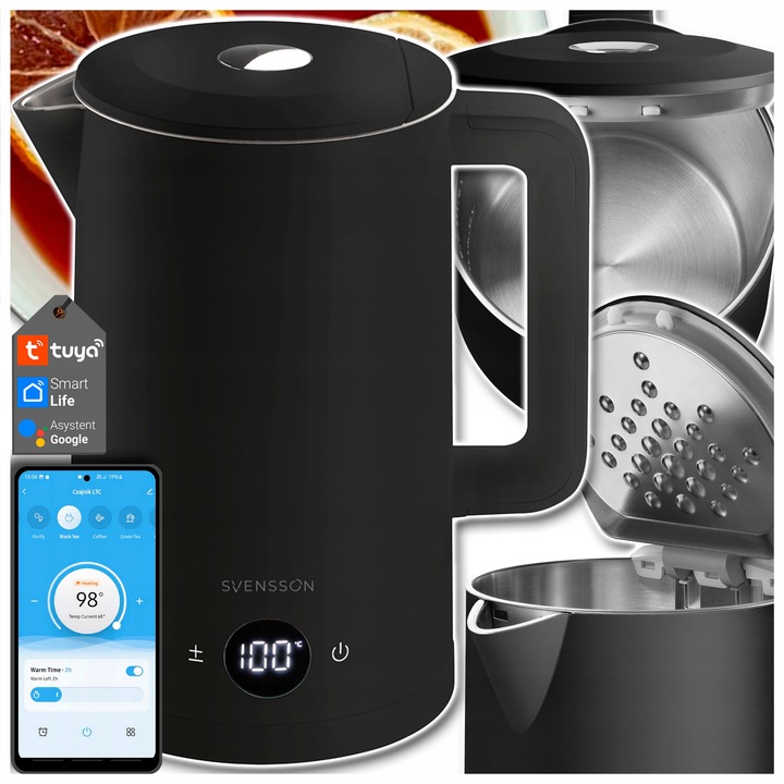 Czajnik Elektryczny SMART Wifi Regulacja Temperatury Aplikacja 1,7l Czarny