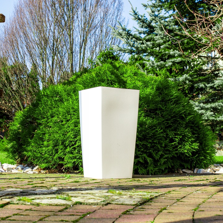 ZESTAW 3X DONICZKI DONICE BIAŁE MATOWE OGRODOWE KWIETNIK STOJĄCY Z WKŁADAMI