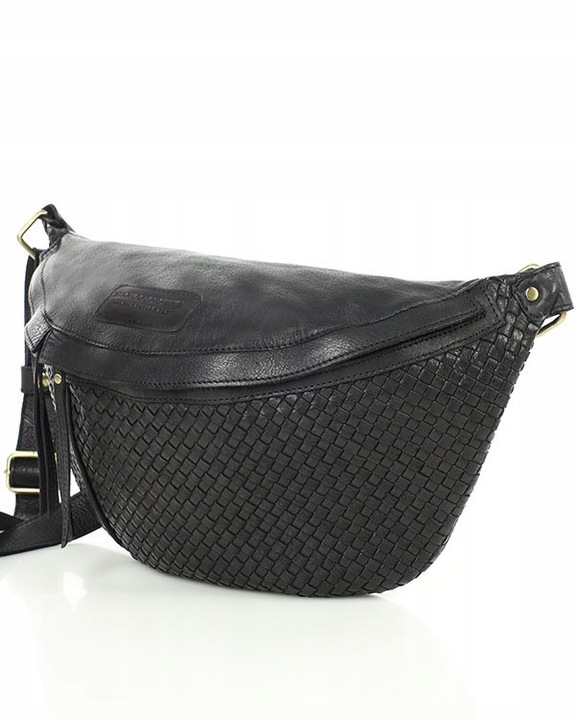 Torebka SKÓRZANA duża nerka PÓŁKSIĘŻYC listonoszka