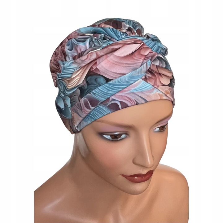 Marszczona czapka damska Sara 413 turban z bawełny także po chemioterapii