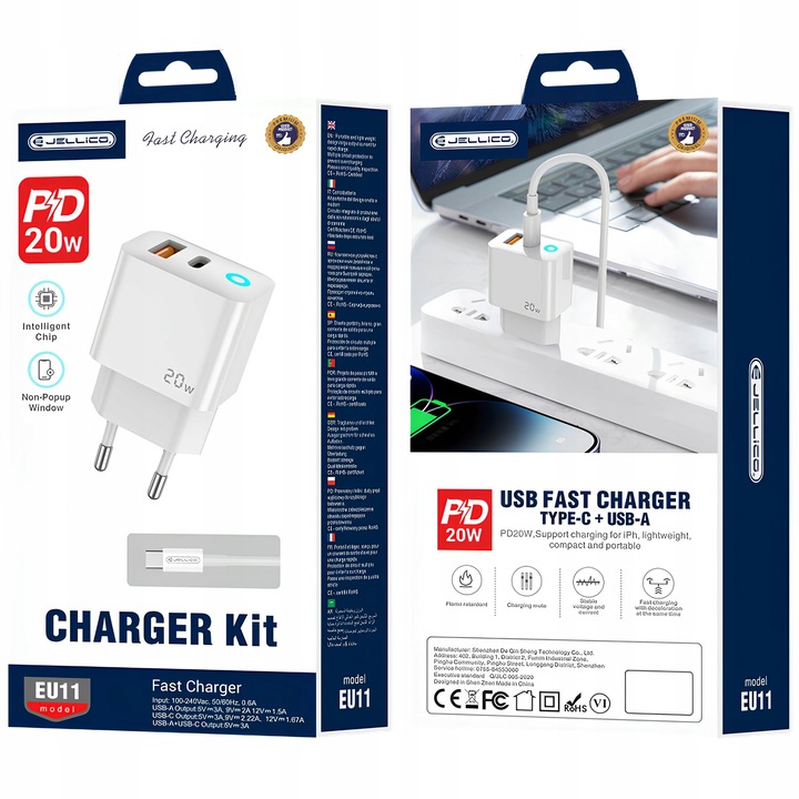 Szybka Ładowarka PD 20W do Telefonu IPHONE 12 13 14 PRO MAX 2x USB QC 3.0