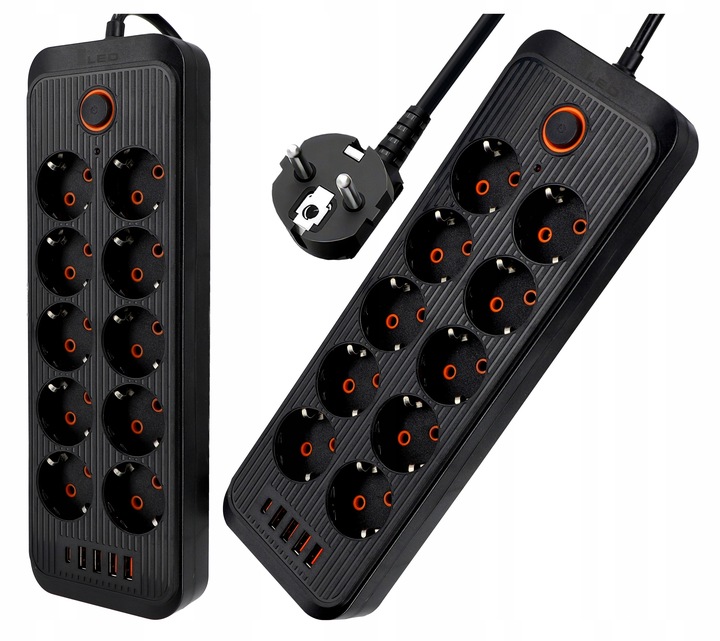 Przedłużacz Listwa Zasilająca Sieciowa 3M 10 Gniazd + 5X USB Ładowarka