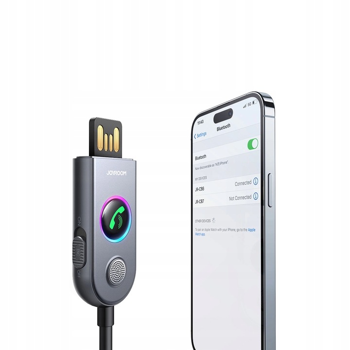 BEZPRZEWODOWY ODBIORNIK TRANSMITER BLUETOOTH DO AUTA USB AUX - JOYROOM