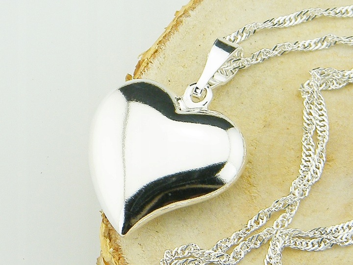 WYJĄTKOWE SERDUSZKO Z ŁAŃCUSZKIEM SINGAPUR DŁUGOŚĆ 45 CM SREBRO PRÓBY 925