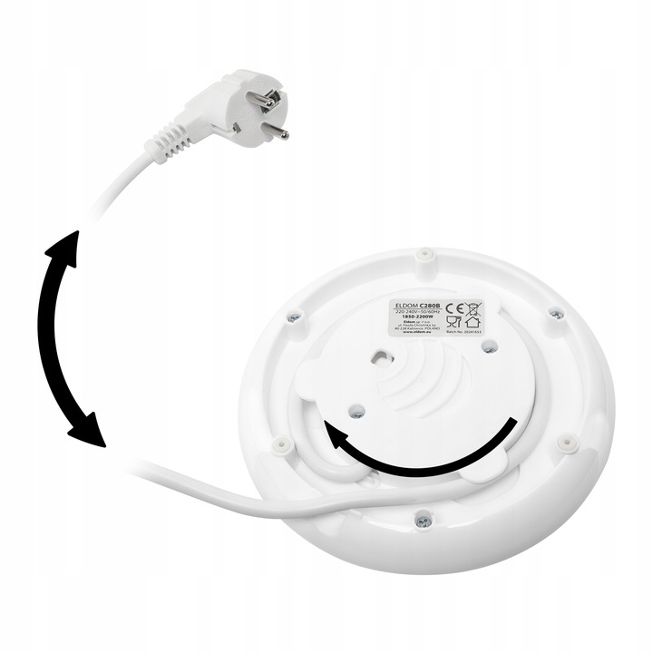CZAJNIK ELEKTRYCZNY BEZPRZEWODOWY C280B BIAŁY 1,7L ELDOM