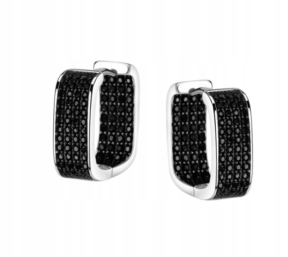 Kolczyki Srebrne Czarne Cyrkonie Verona Jewellery
