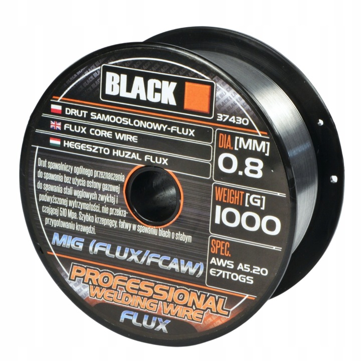DRUT SPAWALNICZY SAMOOSŁONOWY 0,8 1000g FLUX BLACK PREMIUM