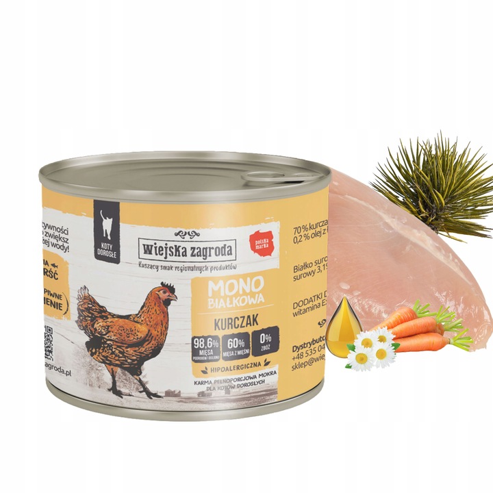 WIEJSKA ZAGRODA MONO Karma mokra dla kota MIX Smaków 6 x 200g Monobiałkowa