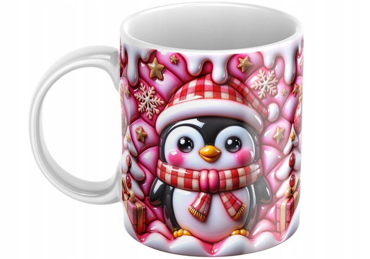 Świąteczny Kubek 3D Pingwin - Na Prezent - Bestseller - NOWOŚĆ - HIT