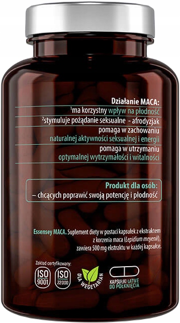 Essensey Maca 500mg popęd energia korzeń 90kaps