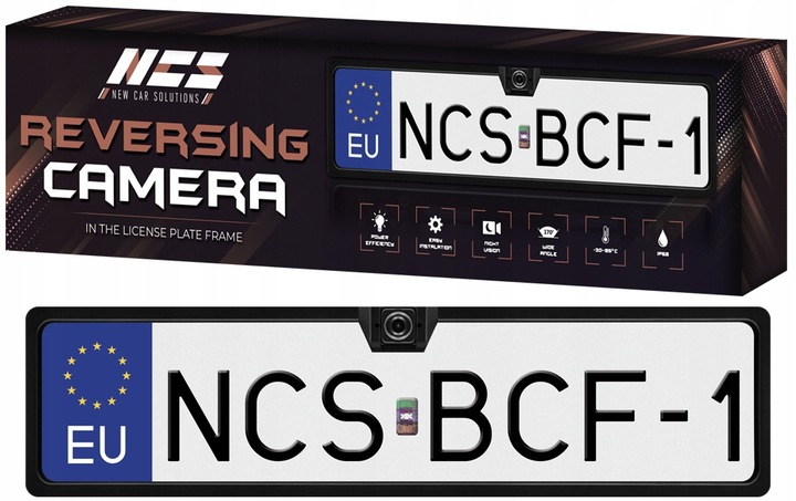 KAMERA COFANIA W RAMCE TABLICY REJESTRACYJNEJ 1280p AHD / NTSC FISHEYE 170°