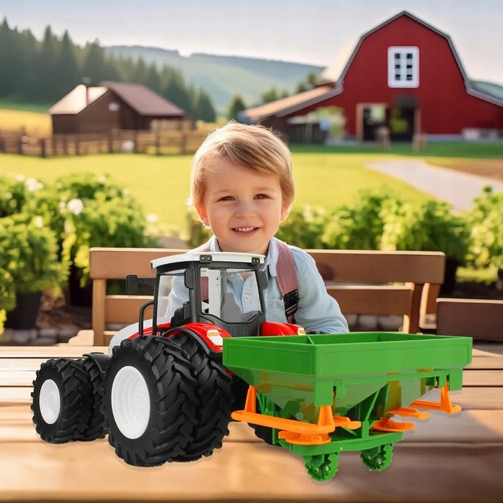 Traktor Rolniczy dla Dzieci Zdalnie Sterowany z Rozsiewaczem do Nawozów R/C