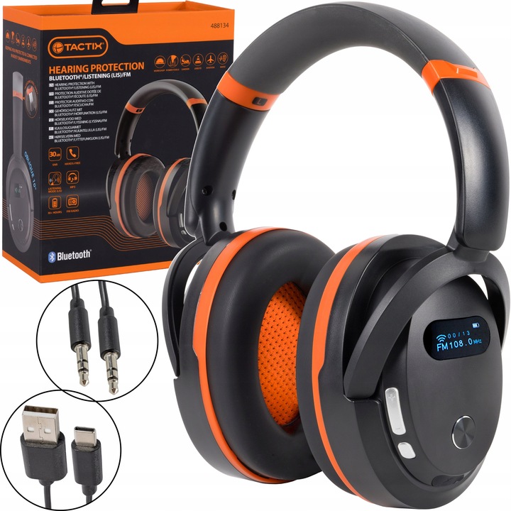 SŁUCHAWKI NAUSZNIKI OCHRONNE RADIO, BLUETOOTH 5,3 TELEFON HANDS-FREE TACTIX