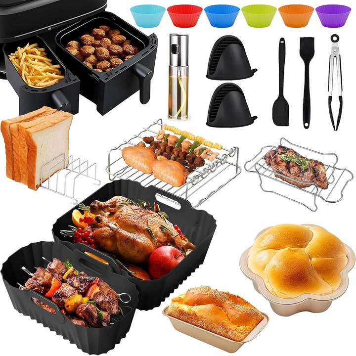 XL ZESTAW AKCESORIÓW DO FRYTKOWNICY AIR FRYER PHILIPS 3000/5000 – 19 CZĘŚCI