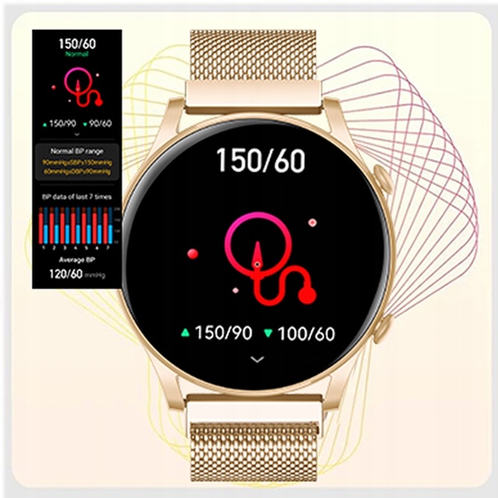 SMARTWATCH ZEGAREK DAMSKI POLSKIE MENU ROZMOWY ZDROWIE SPORT AMOLED 4 PASKI
