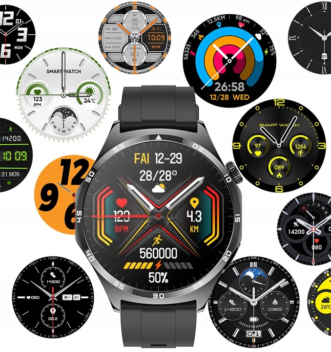 ZEGAREK MĘSKI SMARTWATCH AMOLED 440 EKG POMIAR CUKRU CIŚNIENIE TEMPERATURA