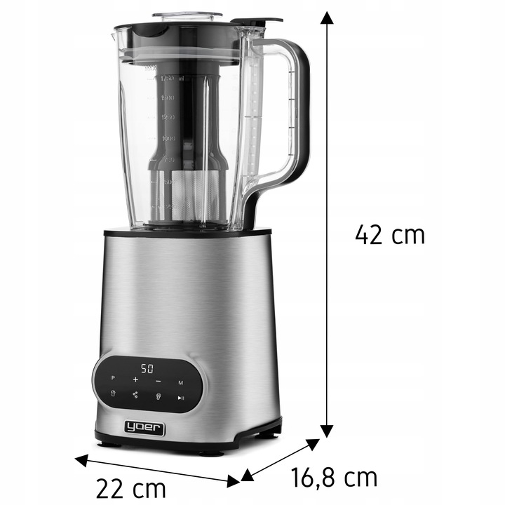 Blender kielichowy Wyciskarka do soków Yoer 2200W 2,4L INOX +TURBO
