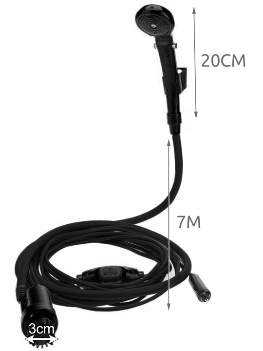 Prysznic TURYSTYCZNY Kempingowy pod Namiot Przenośny Pompka Elektryczna 12V