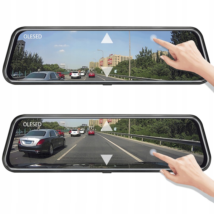 WIDEOREJESTRATOR SAMOCHODOWY JAZDY LUSTERKO KAMERA COFANIA PRZÓD TYŁ MenuPL