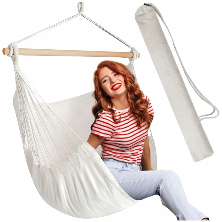 FOTEL WISZĄCY OGRODOWY BUJANY KOKON KRZESŁO BRAZYLIJSKIE HUŚTAWKA BOHO BEŻ