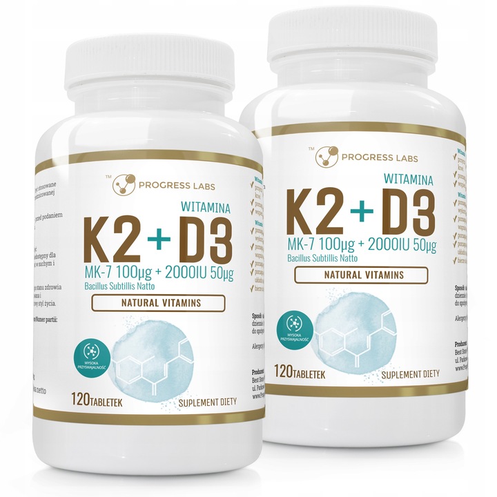 240szt WITAMINA K2 MK-7 z natto 100mcg + D3 2000IU