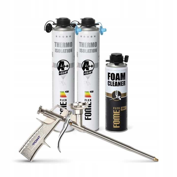 Pianka PUR do ociepleń izolacji natrysku 850ml x 2+ pistolet +czyścik 500ml
