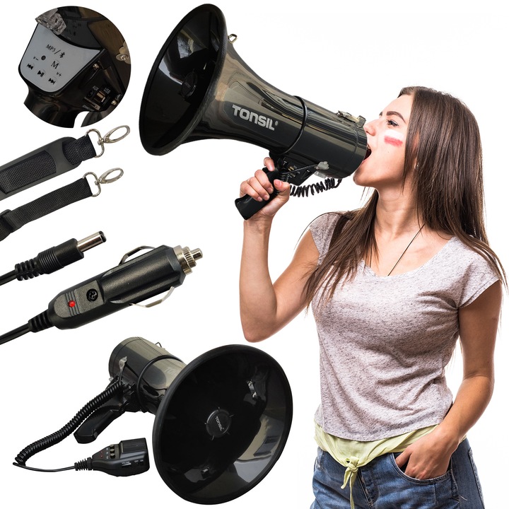 MEGAFON TUBA TONSIL TE 25/20 BLUETOOTH BT MP3 USB SD NAGRYWANIE SYRENA REC