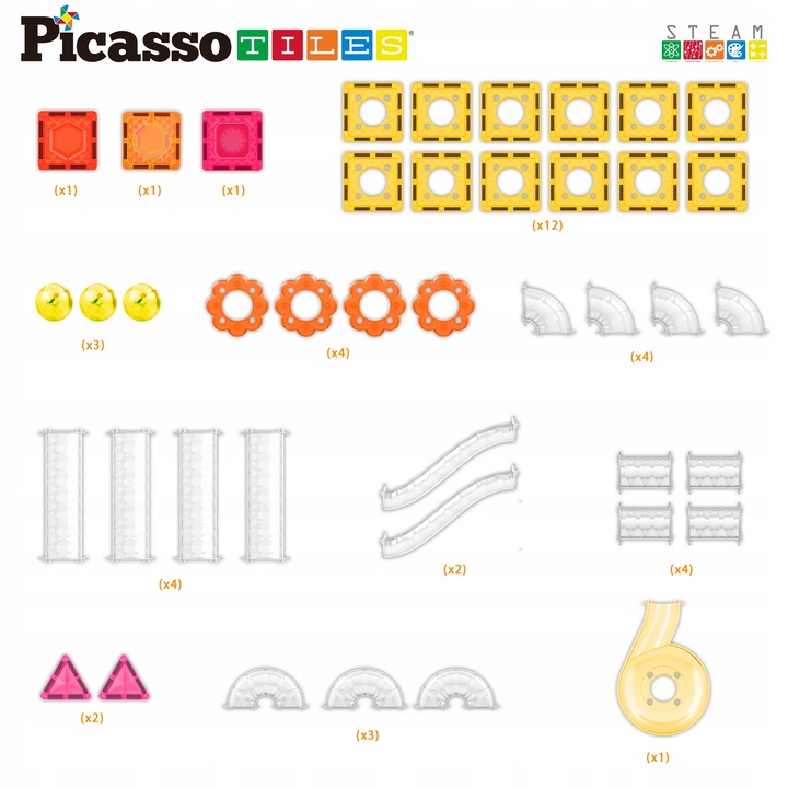 PICASSO TILES Tor kulkowy Klocki magnetyczne konstrukcyjne 45el kulodrom
