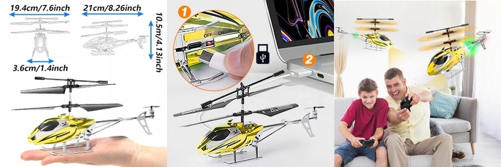 HELIKOPTER ZDALNIE STEROWANY SAMOLOT RC NA PILOT PREZENT ŚMIGŁOWIEC Z LED