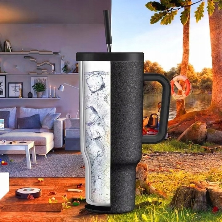 Kubek Termiczny TERMOS Na Kawę Herbatę Do Samochodu Ze Słomką Duży 1,1L 07A