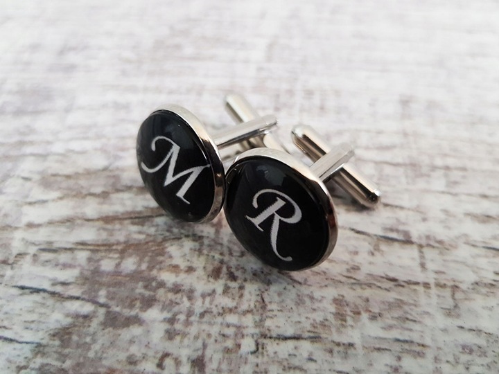 Spinki do Mankietów z Inicjałami Literami Inicjały do Ślubu Ślub Ślubne