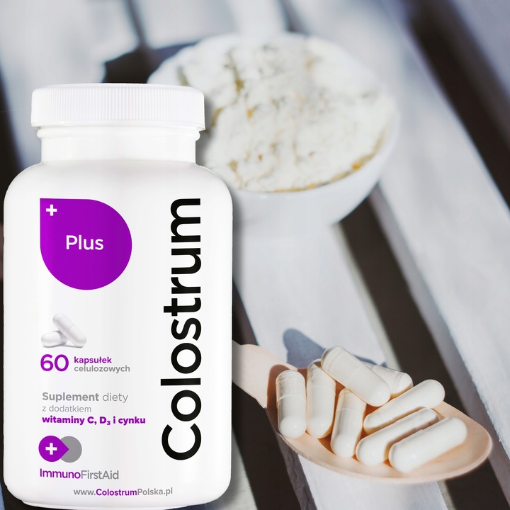 Suplement diety Colostrum PLUS witamina C, D+CYNK KAPSUŁKI 60 dni + prezent