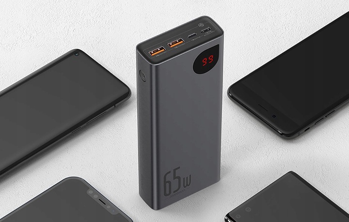 BASEUS POWERBANK 20000MAH 2X USB 1X USB-C PD QC 3.0 65W LED CERTYFIKAT CE