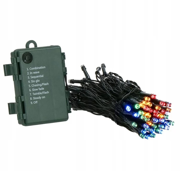 Lampki Choinkowe LED na Baterie 200 Multicolor 15 m IP44 8 Trybów