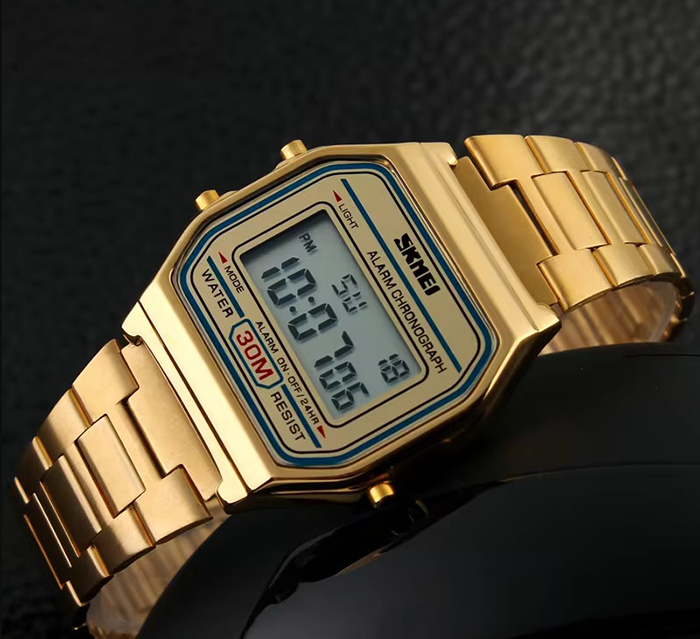 SKMEI Zegarek męski RETRO bransoleta SLIM wiele funkcji