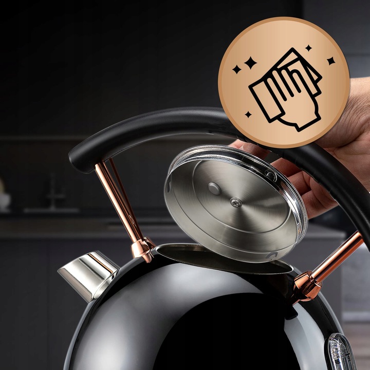 CZAJNIK ELEKTRYCZNY BEZPRZEWODOWY LED MODNY 1,8L 1500W INOX Z TERMOMETREM