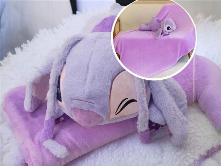 MASKOTKA STITCH Z KOCEM 160x100 cm PRZYTULANKA DUŻA PLUSZOWA