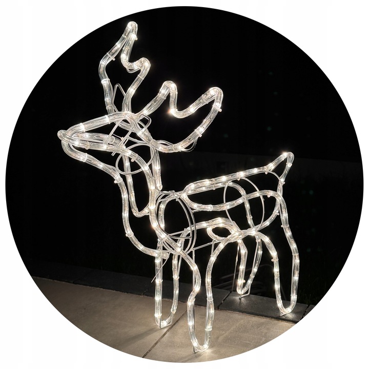 Renifer Świąteczny 144 LED Świetlna JELONEK Ozdoba Do Ogrodu Biały Ciepły