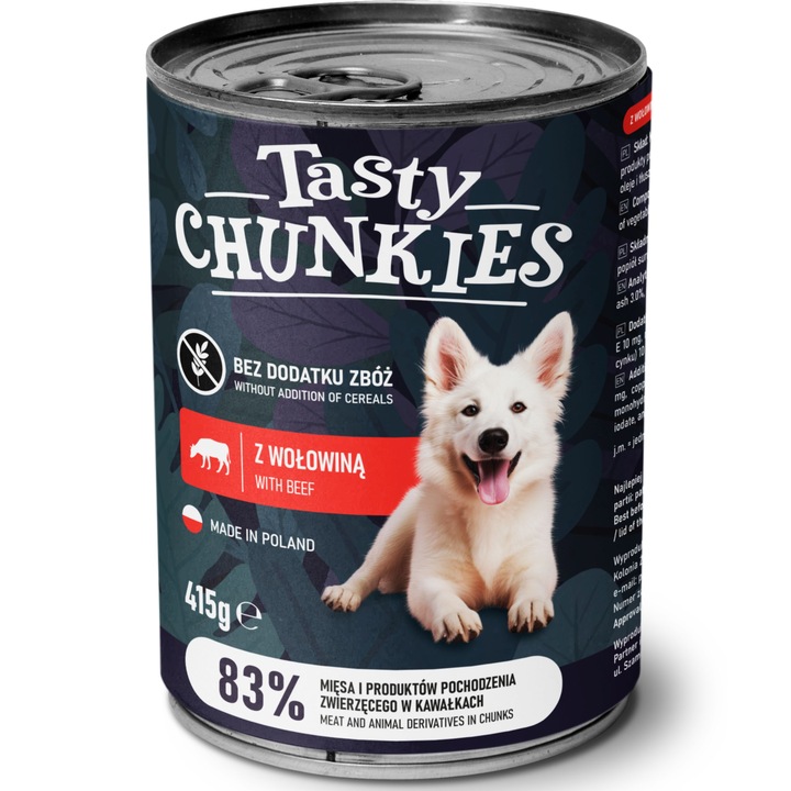 Tasty Chunkies bezzbożowa dla psa GRAIN-FREE ZESTAW mix smaków 24x415g