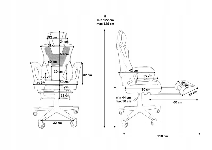 FOTEL GAMINGOWY DLA GRACZA BIUROWY KOMPUTEROWY OBROTOWY PODNÓŻEK KG100 B&R