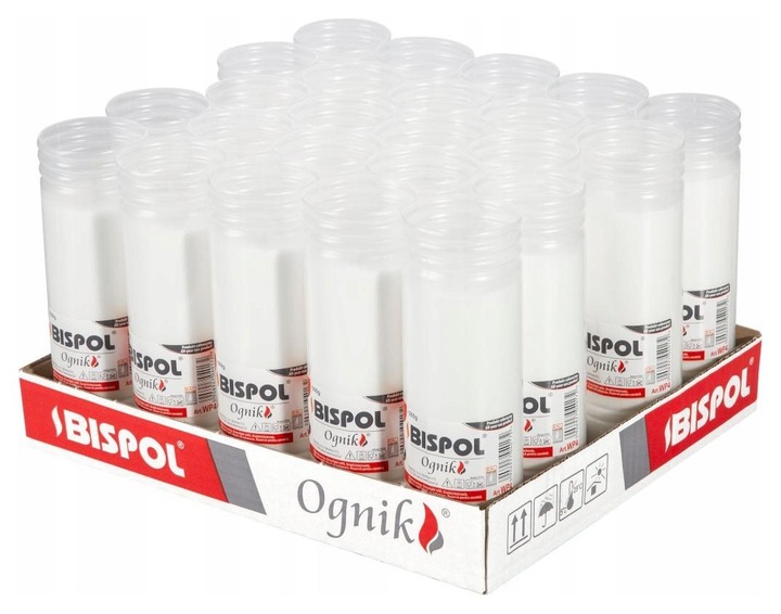 BISPOL Wkłady do zniczy parafinowe WP4 96H 24szt.