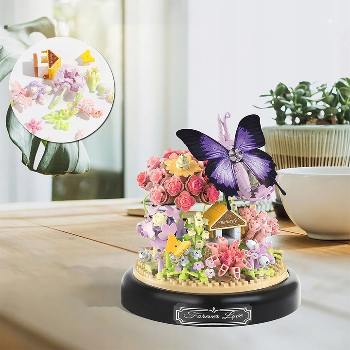 KLOCKI DO BUDOWANIA OGRODU ZESTAW MINIATUROWYCH KLOCKÓW Z MOTYLAMI PREZENT