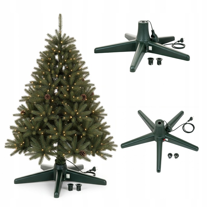 STOJAK POD CHOINKĘ SZTUCZNĄ OBROTOWY CHOINKOWY ZIELONY 360 STABILNY COIL