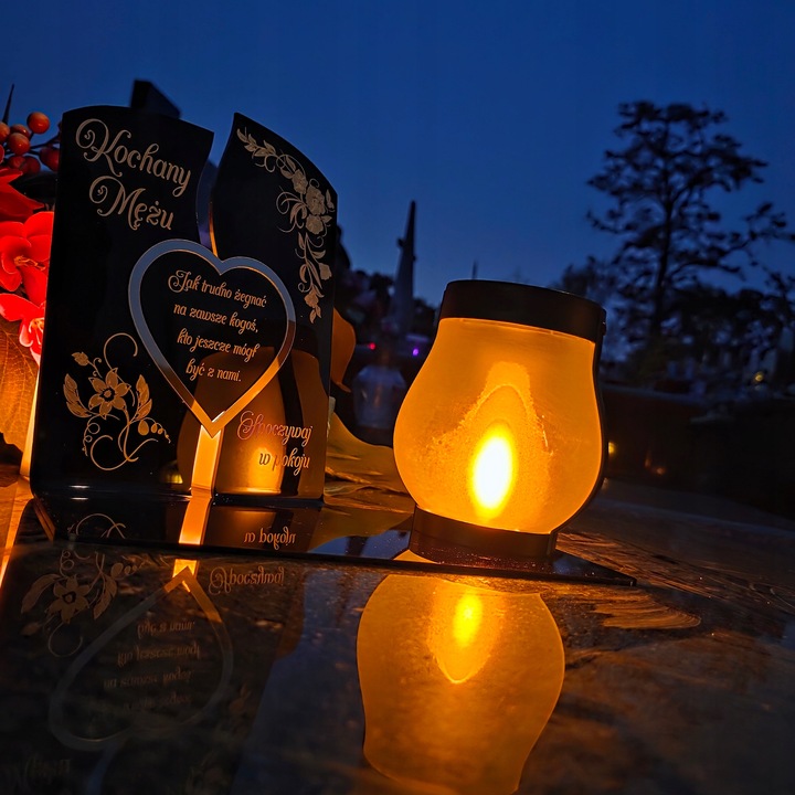 WIECZNY ZNICZ SOLARNY LED Statuetka dla MĘŻA na Grób Wszystkich Świętych