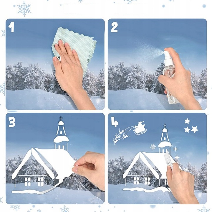 Naklejki Świąteczne na Okna SZYBĘ Duży Zestaw Naklejek Świątecznych 196szt